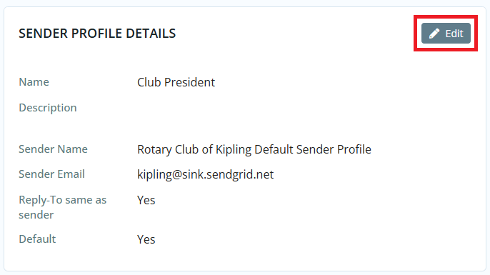 Click Edit in Sender Profile Details