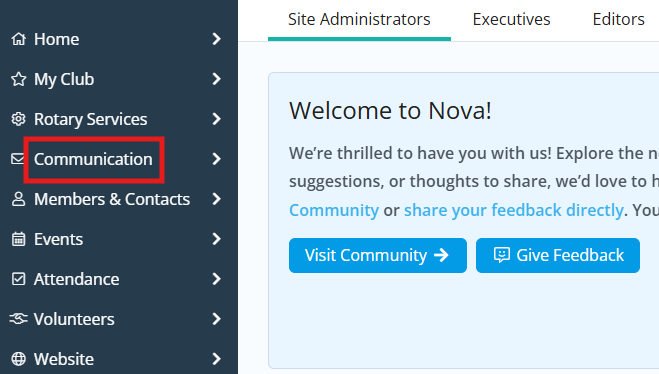 Click Communication in the left-hand menu