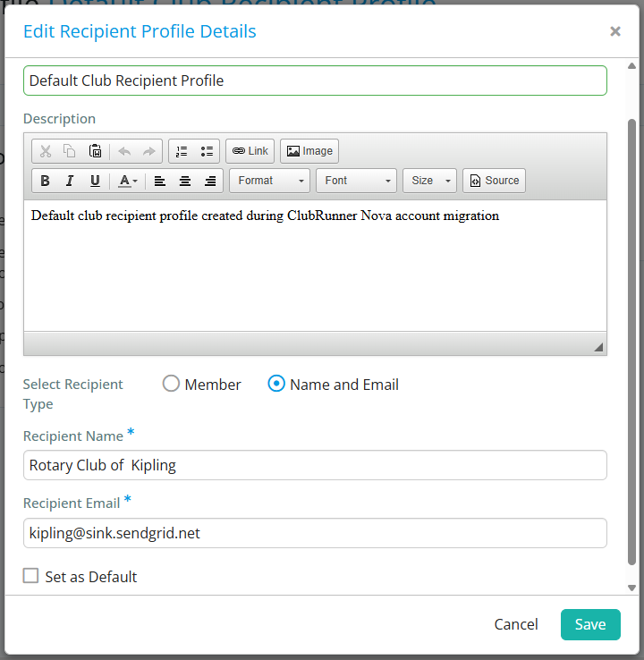 Update the recipient profile as needed