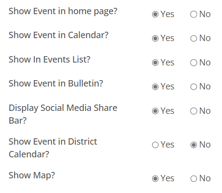 Toggle event display settings