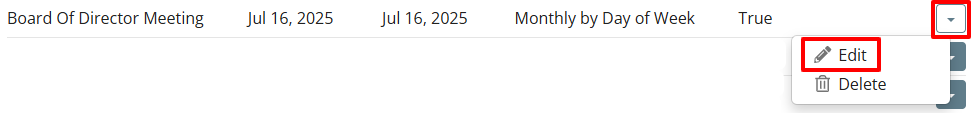 Edit calendar item
