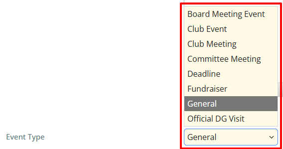 Set event type on calendar item