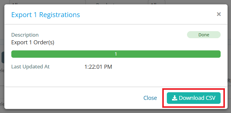 Download exported csv file