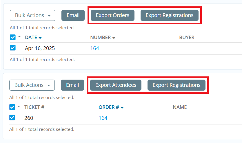 Export options