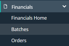 Financials batch invoices menu