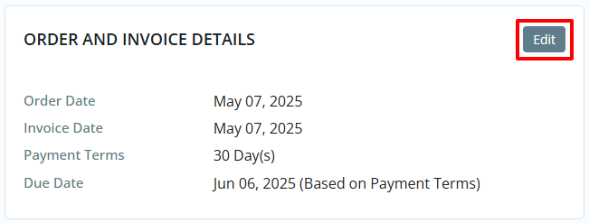 Order and invoice details