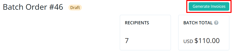 Generate batch order invoices