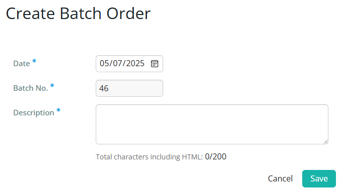 Create batch order details