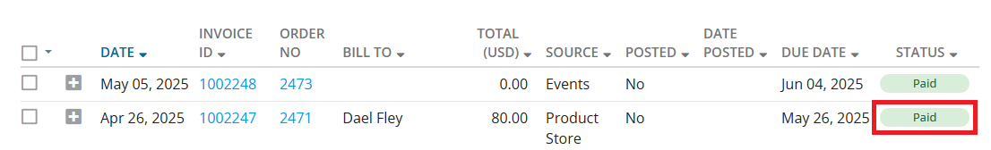 Invoice status will change to paid