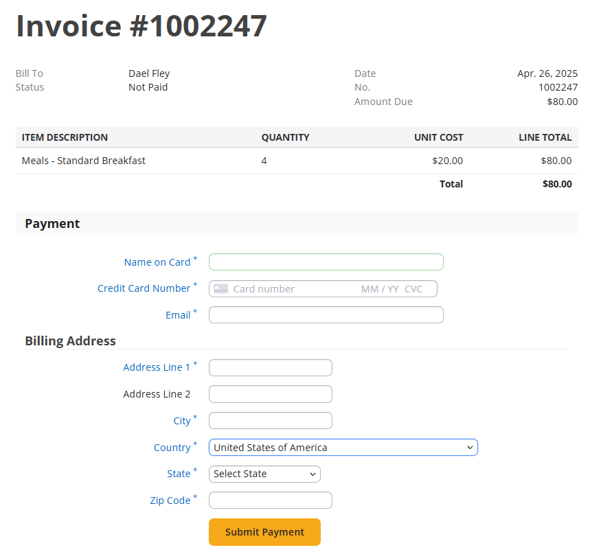 Pay online on external page or share link to pay online
