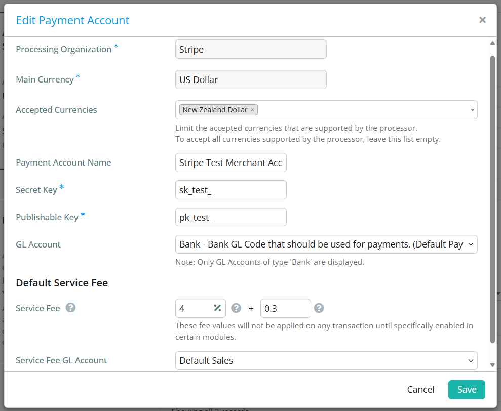 Edit your available payment accounts and save the changes