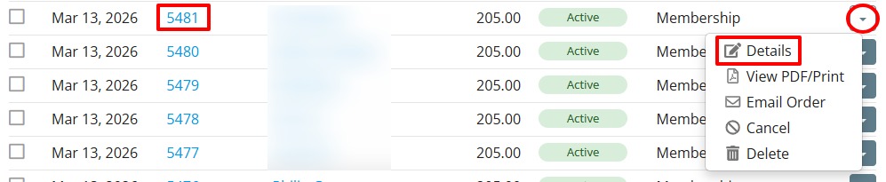 Open individual order