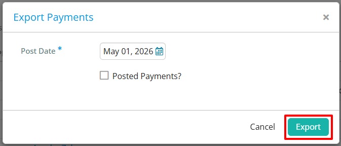 Post and export payments