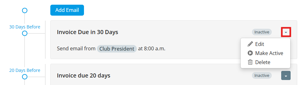 Use the drop-down menu to make further changes