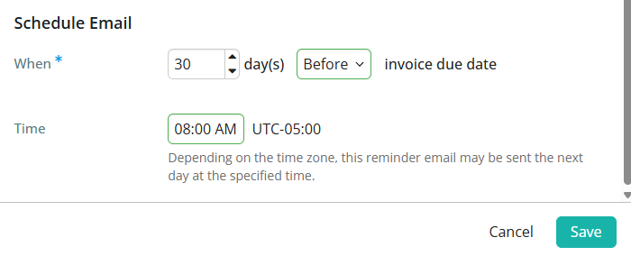 Schedule the email date and time