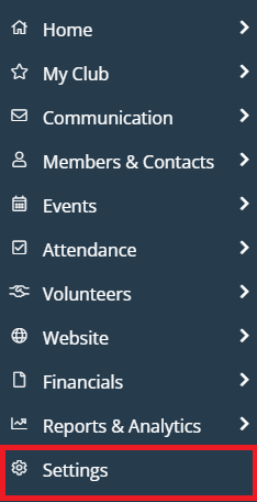Click Settings in left-hand menu