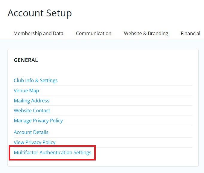 Click Multi-factor Authentication Settings