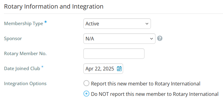Add member rotary information
