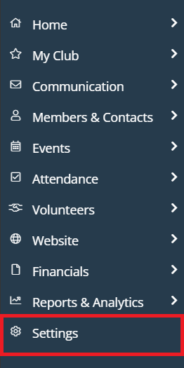 Click Settings in left-hand menu