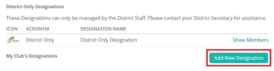 Click Add New Designation at the bottom of the page