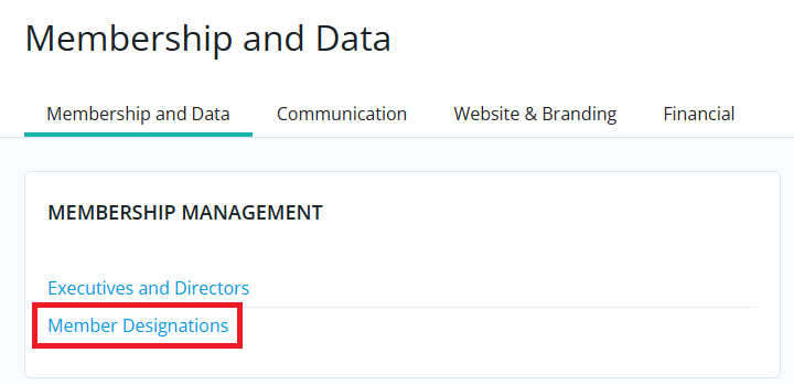 Click Member Designations on the Settings page