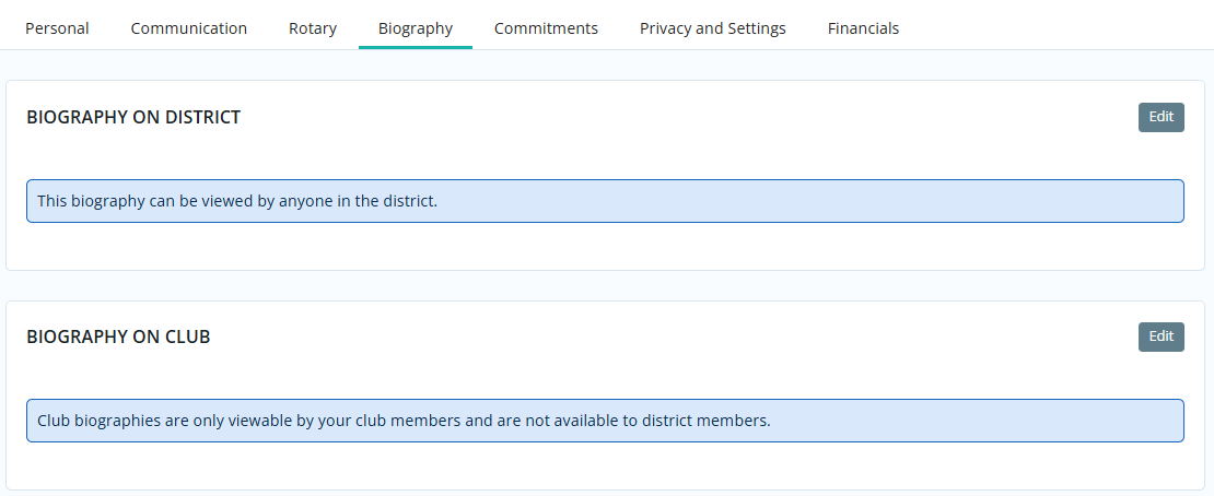Biography Tab