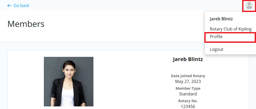 Click the profile icon, then Profile