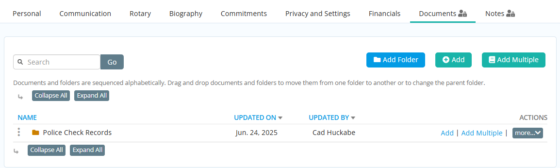 Documents tab example