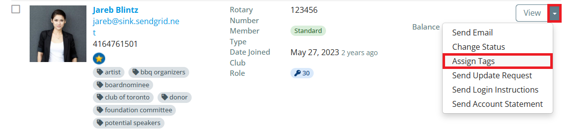 Click the drop-down arrow and then Assign Tags