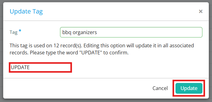 Enter the requested text and click the confirmation button to complete the chosen action