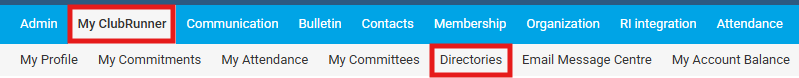 Click My ClubRunner and then Directories