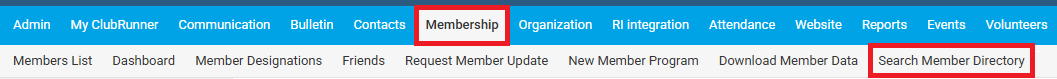 Click Membership and then Search Member Directory