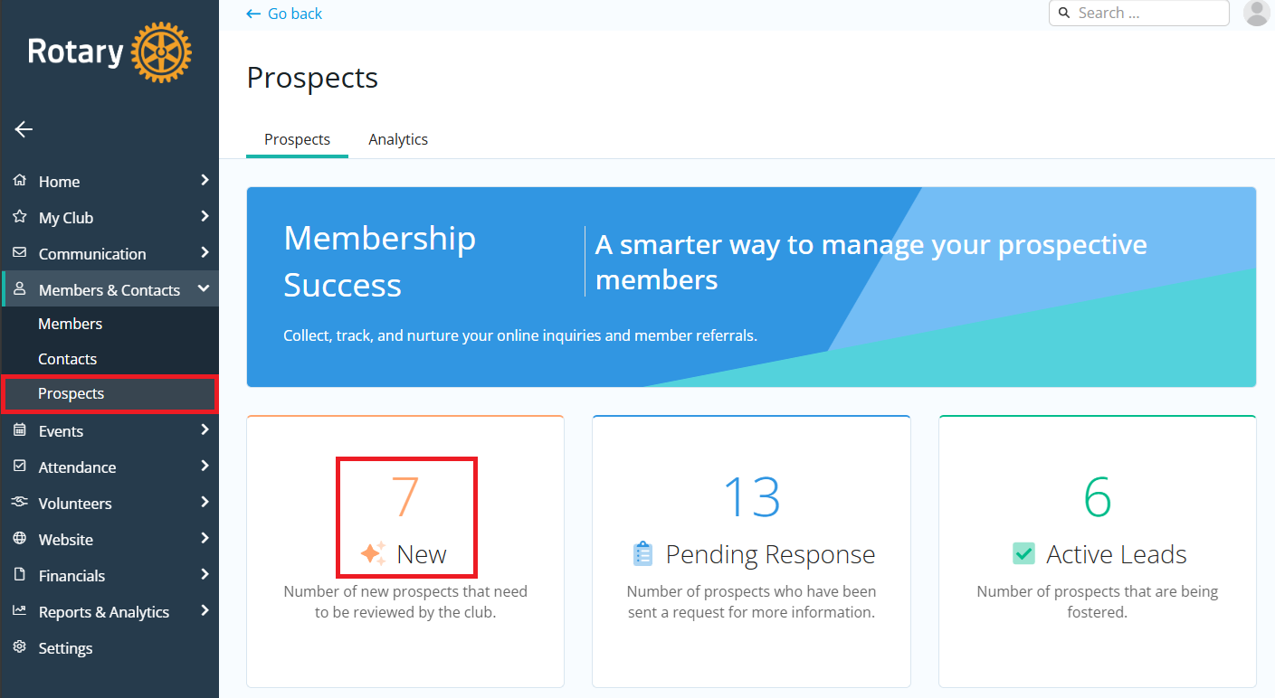 Click Prospects in the left-hand menu, then click New