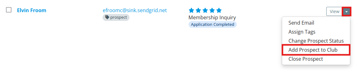 Click Add Prospect to Club, then click OK to confirm