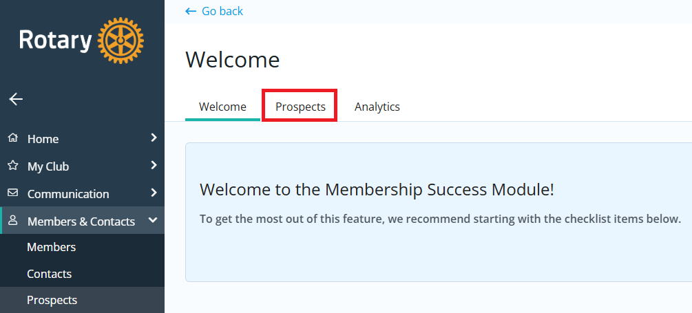 Click Prospects or move on to the next step