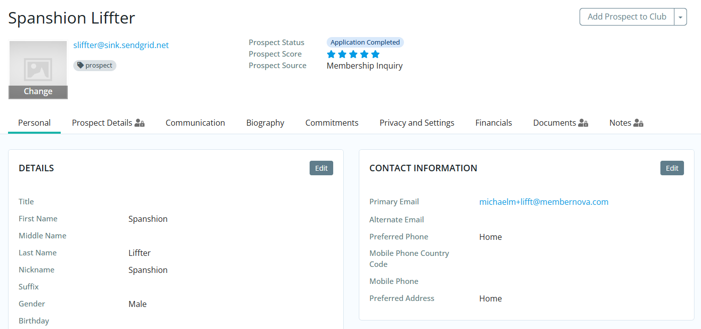 Click the tabs to view other information and click Edit to make changes