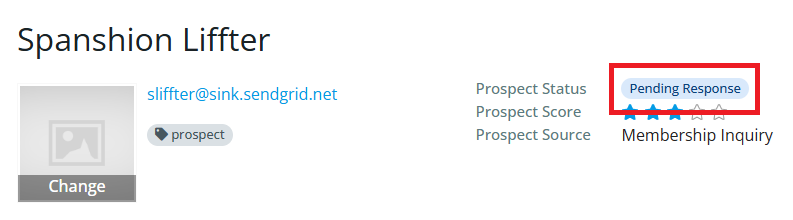 The prospect is now in Pending Response