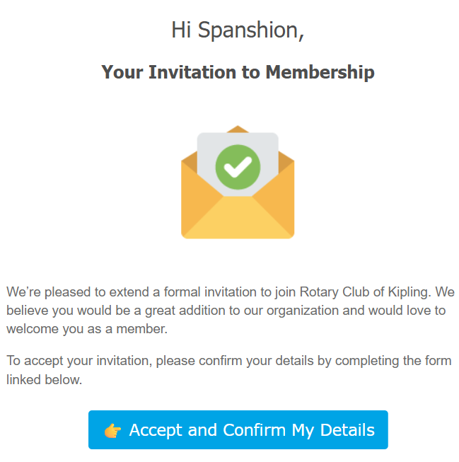 The prospect receives an email with a link to confirm their details
