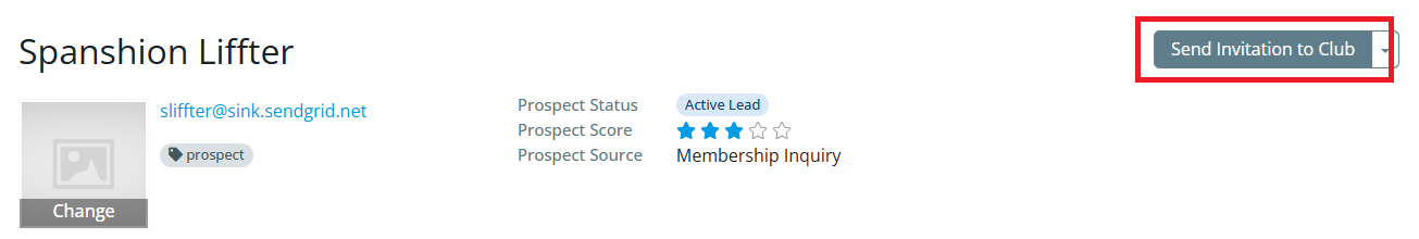 Click Send Invitation to Club