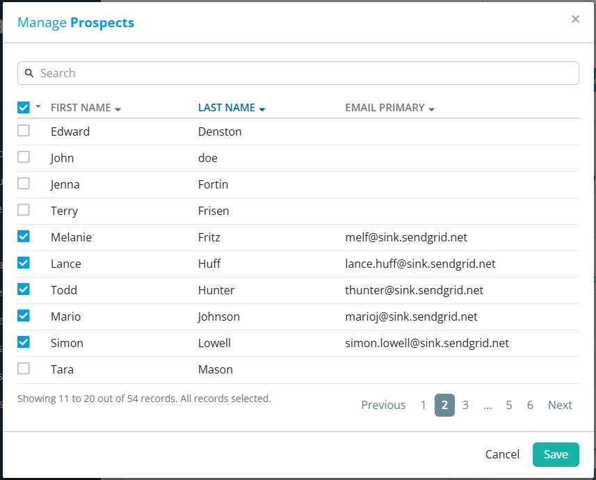 Select prospects from recipient list