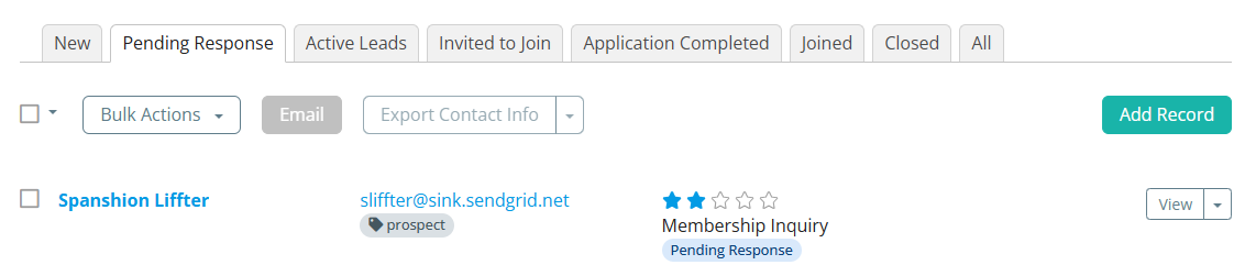 Prospect moved to Pending Response