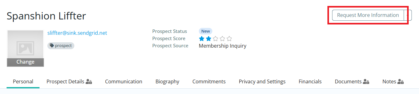 Click Request More Information and then OK to confirm