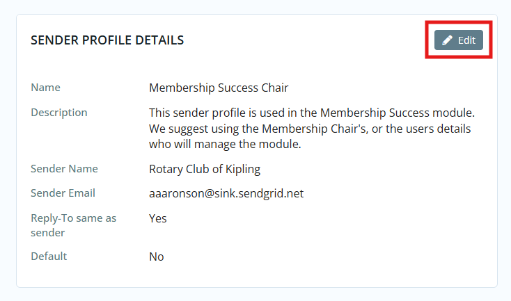 Click Edit in the Sender Profile Details section