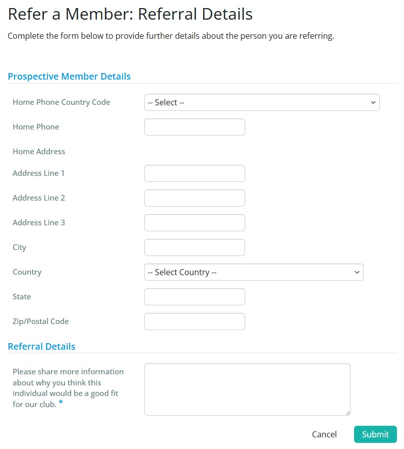 Member referral profile details