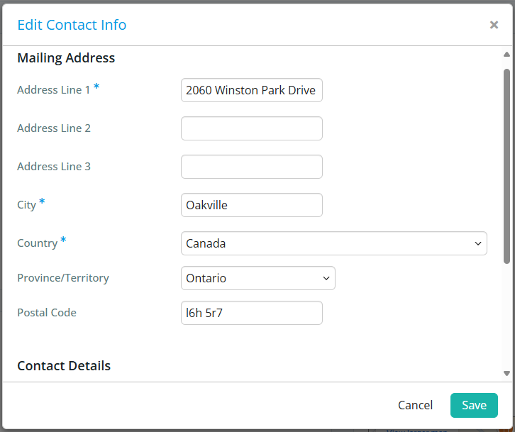 Edit the Contact Info