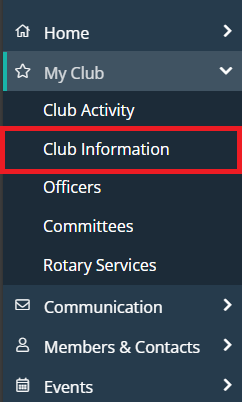 Click My Club then Club Information