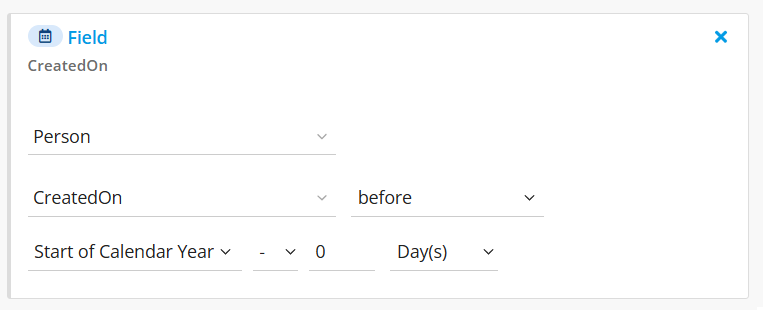 Field filter example of past year new members