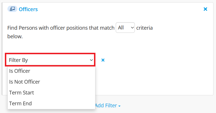 Officers filter options