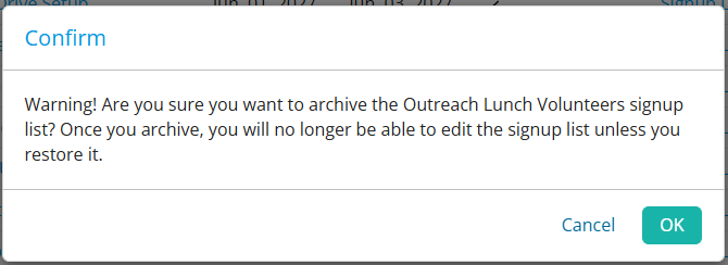 Click OK to confirm