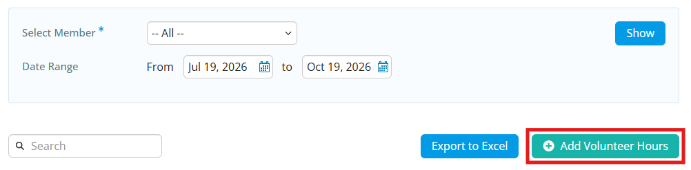 Click the Add Volunteer Hours button